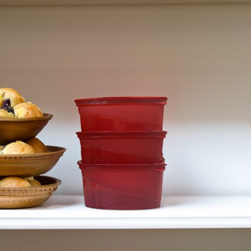 Super 99 Smart Saver Plastic Container Set with Lid for Home & Kitchen | Stackable and Durable | Kitchen Storage Container Set for Dry Fruits, Pulses, Spices (Size – 19cm X 15cm X 19 cm, 320 Gram, Red)