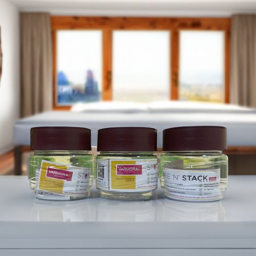 Super 99 Store & Stack Container Set for Kitchen | Transparent, Airtight & Easy to Open | Ideal for Tea, Coffee, Spices Storage (Size – 27cm X 9cm X 10cm, 500 ML, Set of 3, Brown)