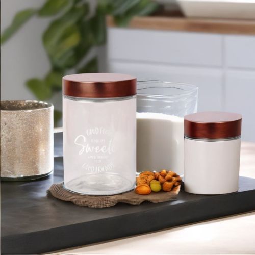 Super 99 Glassy Storage Jar 760 ml Transparent Glass Jars & Containers for Kitchen Pantry, Snacks, Masala, Jams, Pickles, Cookies, Dry Fruits, Coffee Storage with Black Plastic Lid