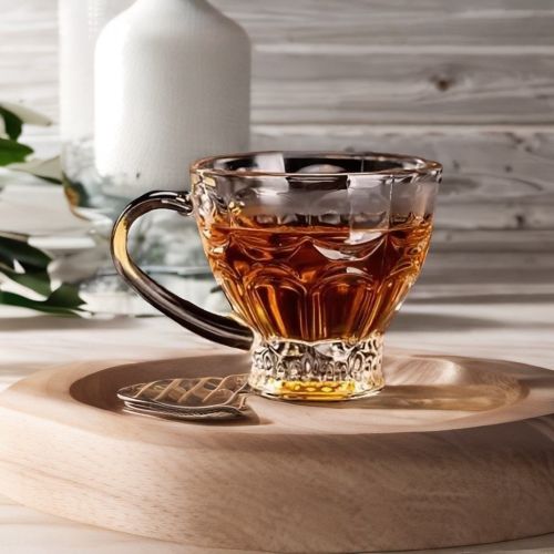 Tea Coffee Designer Glass Cups Set - 6 pcs- 160ml