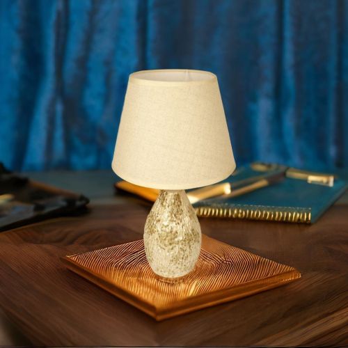Super99 Ceramic Designer Table Lamp with Shade- Beautiful Table Lamp for Bedroom and Drawing Room etc.|Weight: 700gm, Size: Base: 13cmx28.5cm, Shade: 18cm