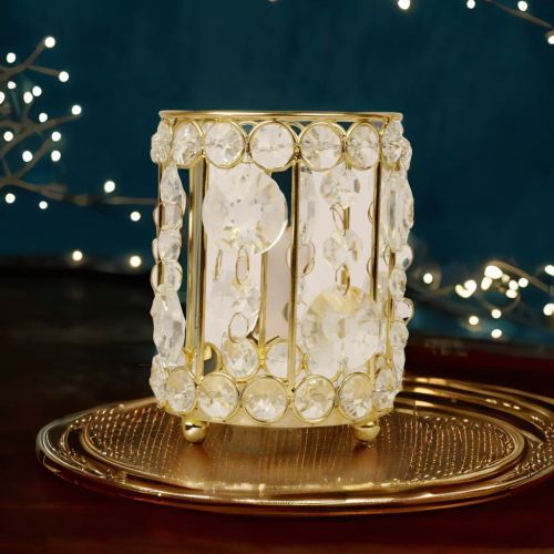 Super99 Crystal Candle Holder Tea Light Stand Votive- Decorative Tealight Holders for Home Office Living Room Indoor Garden Dining Centerpiece Decoration|268gm|Size -12cmX9cm