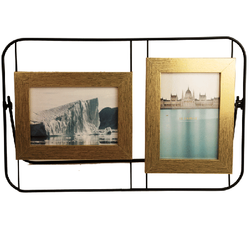 Super 99 Designer Wall Photo Frame with Stand|Collage Photos - 2 Photos|Acrylic Body Iron Stand- Frame Size: 20cmX33cm|Ideal Photo Size (8cmX11cm)
