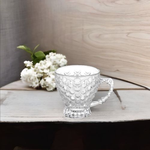 Tea Coffee Designer Glass Cups Set - 6 pcs- 210ml