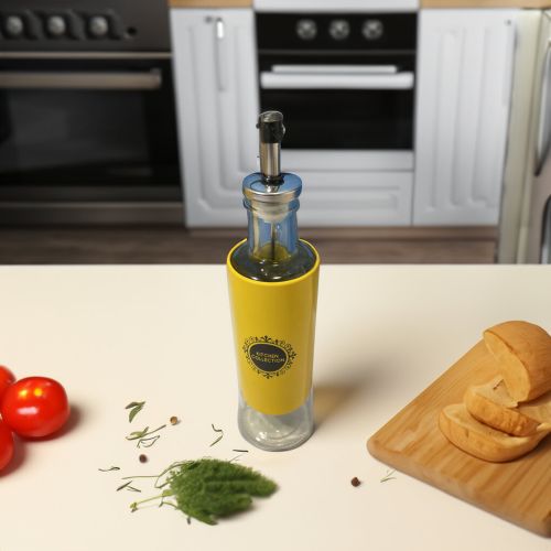 Super 99 Glass Oil Dispenser Bottle for Kitchen | Dust Proof, Leak Proof Oil / Vinegar Dispenser (350 ml, Multicolor, Size – 24cm X 7cm X 7cm)