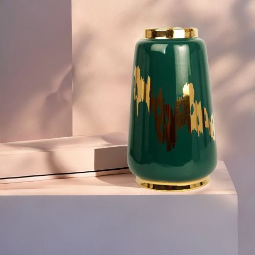 Super99 Glossy Finish Royal Look Designer Flower vase for Office Table Décor, Living Room, Center Table, Ceramic Pot|Size: 23cm X12cm( Weight- 1.042 kg)
