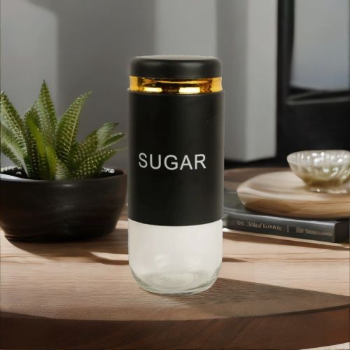 Glass Food Storage Container / Jar with Lids for Multipurpose Use-850 ml (Matt black, Pack of 1)