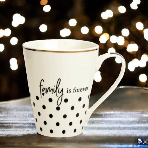 Super99 Designer Ceramic Tea/Coffee Mug|300ml|Printed design " "Family Is Forever" Mug|250gm- Size- 8.5cmX10cm