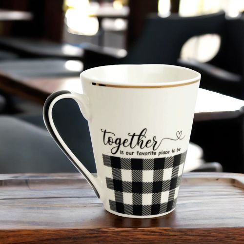 Super99 Designer Ceramic Tea/Coffee Mug|300ml|Printed design " "Together is our favourite place to be" Mug|250gm- Size- 8.6cmX10cm