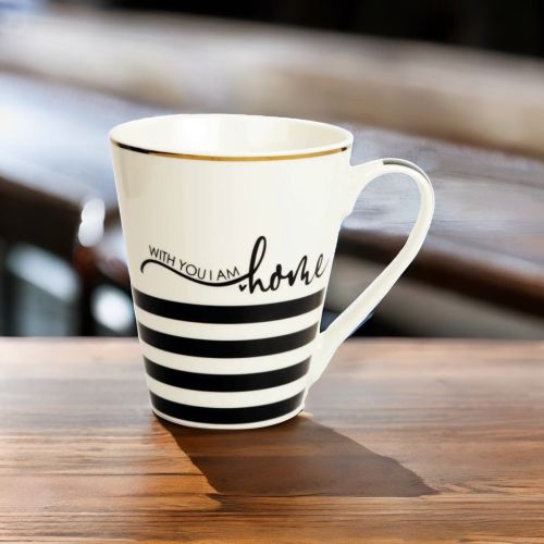 Super99 Designer Ceramic Tea/Coffee Mug|300ml|Printed design " "With you I am Home" Mug|250gm- Size- 8.5cmX10cm