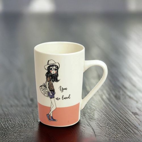 Super99 Designer Ceramic Tea/Coffee Mug|380ml|Printed design " You Are Loved" Mug|350gm- Size- 11.5cmX8cm