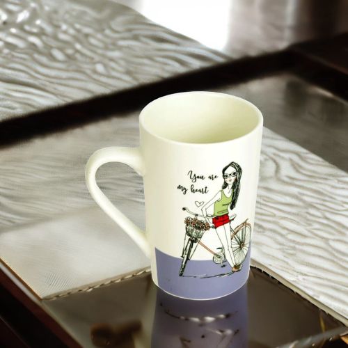 Super99 Designer Ceramic Tea/Coffee Mug|380ml|Printed design " You Are My Heart" Mug|350gm- Size- 11.5cmX8cm