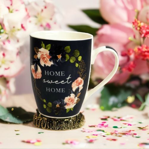 Super99 Designer Ceramic Tea/Coffee Mug|340ml|Printed design "Home Sweet Home" Mug|265 gm- Size- 10.5cmX8cm