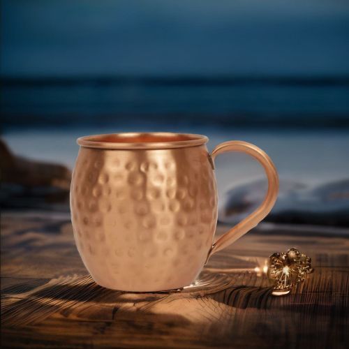 Copper Water Mug Hammered Design- 520 ml