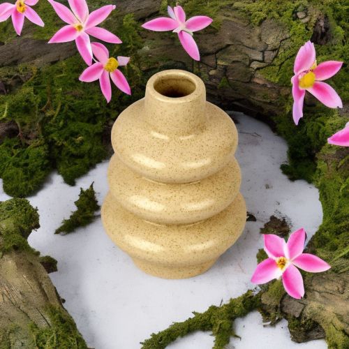 Super99 Ceramic Designer Flower Vase for Artificial /Real Flowers Home Decoration | Flower Vase for Living Room Decor Corner | Ceramic Flower Vases | White Brown texture| Weight - 460gm Size- 14.5cmX10cm