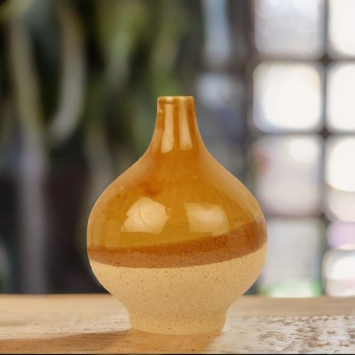 Super99 Ceramic Designer Flower Vase for Artificial /Real Flowers Home Decoration |  Laminate/Matt finish|Flower Vase for Living Room Decor Corner |Ceramic Flower Vases | Brown - Weight - 500gm Size- 14.3 cm X 18 cm