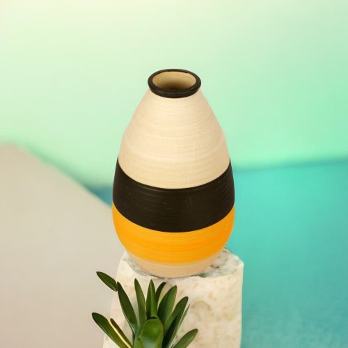 Super99 Ceramic Designer Flower Vase for Artificial /Real Flowers Home Decoration |  Matt finish|Flower Vase for Living Room Decor Corner | Ceramic Flower Vases | Multicolour| Weight - 585gm Size- 19cmX11cm