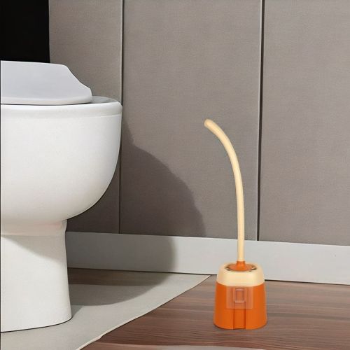 Super 99 Standard Quality Plastic Eco Round Toilet Brush with Stand Peach  Colour (Pack of 1)- Size: 46cm