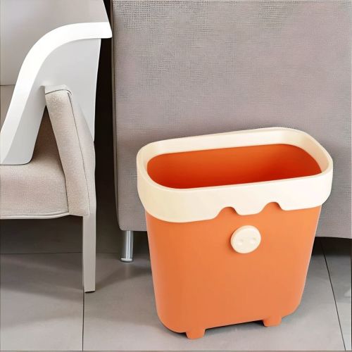 Super 99 Plastic Open Dustbin, Garbage Bin For Home, Kitchen, Office (Peach/Dark orange)  -Size:  29cmX17cm