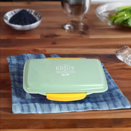Super 99 Lunch Box with Lid with Spoon–Multicolour (Plastic)- 800ml-Size:  22cm X 14.5cm X 6cm