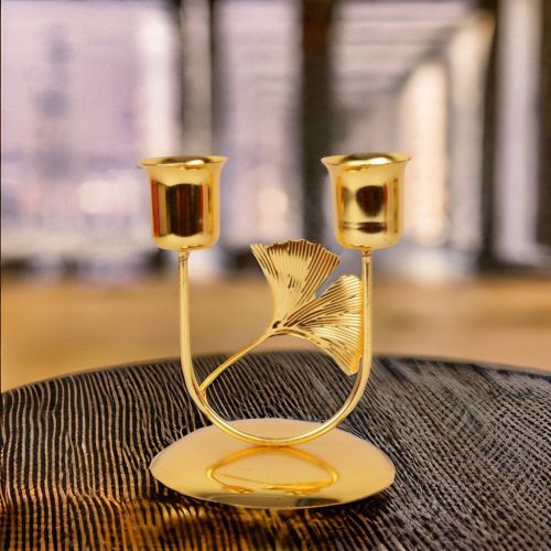 Super99 Leaf shape Golden Tealight Holder Stylish| Shaped Flower Leaves Candle Holder Stand Metal Beautiful Design Home Decoration Festival Occasions Iron Tealight- Weight: 56gm, Size: 11mX9cm