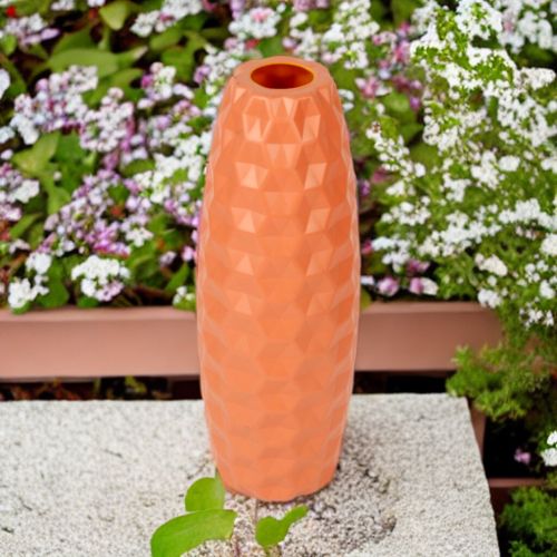 Super99 Plastic Designer Flower Vase for Artificial /Real Flowers Home Decoration - light Orange| Flower Vase for Living Room Decor Corner | Flower Vases | Weight - 90gm Size-6 cm X 23 cm