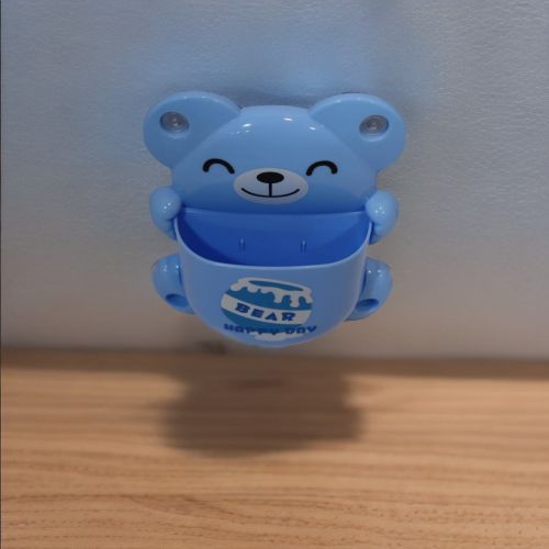 Super 99 Self Adhesive Plastic Wall Mounted Multipurpose Teddy Bear Toothbrush Holder Cup