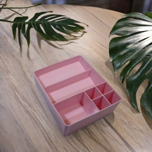 Super 99 Plastic Multi-Purpose Organizer|Compact Desk Makeup| Stationary Box for Case Pen Pencil Holder|Cosmetics, Size Large (Pink)