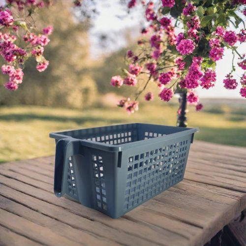 Super 99 Plastic Multipurpose Large Size Flexible Storage Baskets/Fruit Vegetable Bathroom Stationary Home Basket with Handles (Black)- Small