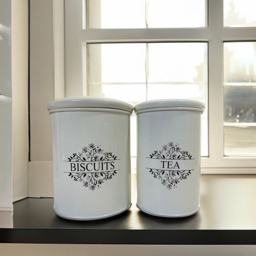 Super 99 Stylish Tea Jar with Lid for Home & Kitchen | Container Box for Tea Storage (Size – 10cm X 10cm X 16cm, 240 Gram, Tin Iron, Cream Color)