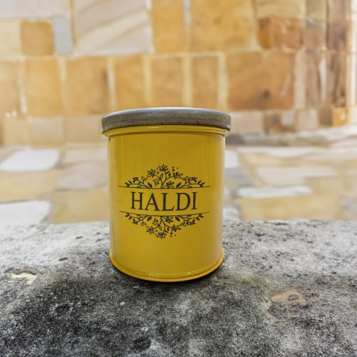 Super 99 Airtight Kitchen Organizer Haldi Jar | Spice Storage Container BPA Free for Home & Kitchen (Size – 8cm X 8cm X 9cm, 360 ML, Tin Iron, Yellow)