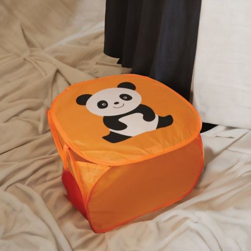Super 99 Mesh Laundry Basket|Sturdy Material & Durable Handles| Lightweight Laundry Bag|Cartoon Print Square Laundry Bag - Orange