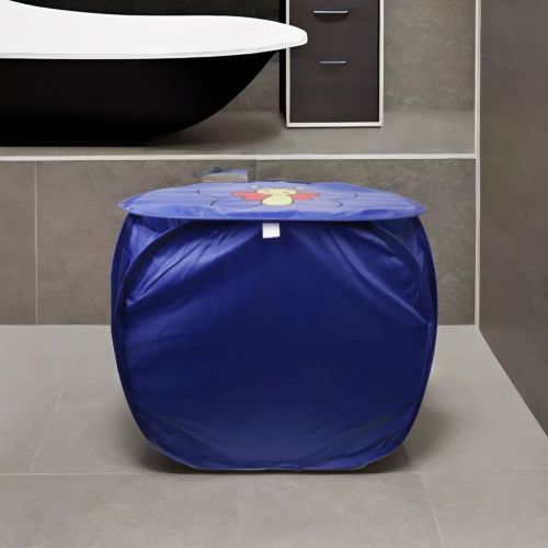 Super 99 Mesh Laundry Basket|Sturdy Material & Durable Handles|Lightweight Laundry Bag|Cartoon Print Square Laundry Bag - Blue