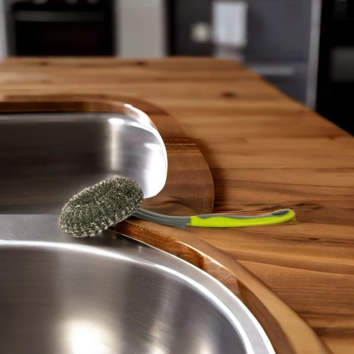 Super99  Stainless Steel Metal Rust Dish Washer Cleaning Steel Wool Juna Brush with Plastic Handles for Kitchen Utensil and Sink|- Size: 24 cm