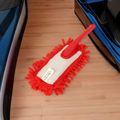 Super99 Microfiber Duster with handle, for Cleaning, Home Care, Red Microfiber|Weight: 80gm, Size: 33 cm X 9 cm