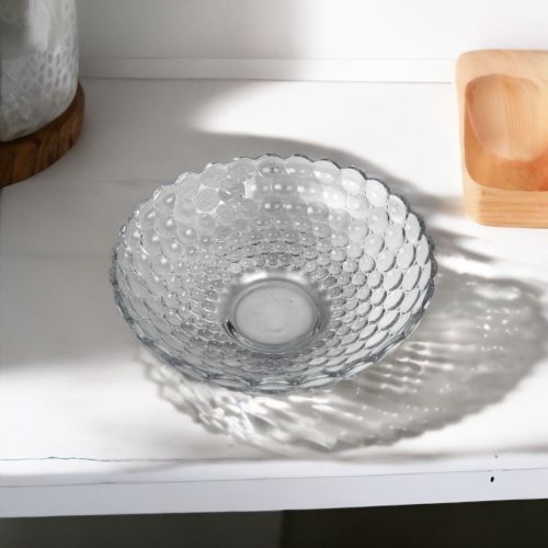 Crystal Glass Bubble Fruit Bowl|Fruit Bowl for Dining Table (Transparent)