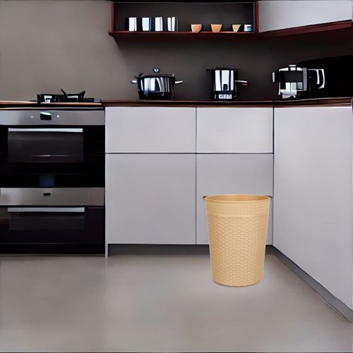 Super 99 Plastic Designer Open Dustbin, Garbage Bin For Home, Kitchen, Office (Peach - Multicolour) - Size: 18.5cm X 24.5cm