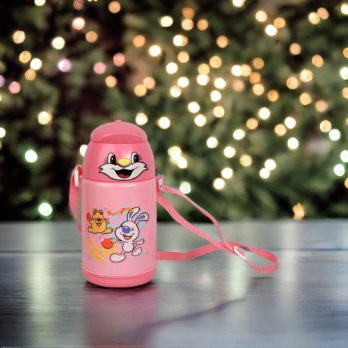 Super 99 Plastic Water Bottle for kids with Button Lock-450ml, Pink|Easy to carry with Sling and store in Bag also- Size 19cm X 9.5cm