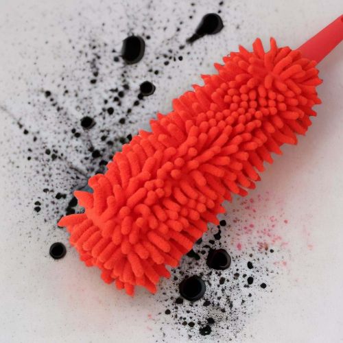 Super99 Microfiber Glove Duster with handle, for Cleaning, Home Care, Red Microfiber|Weight: 85gm, Size: 40cm
