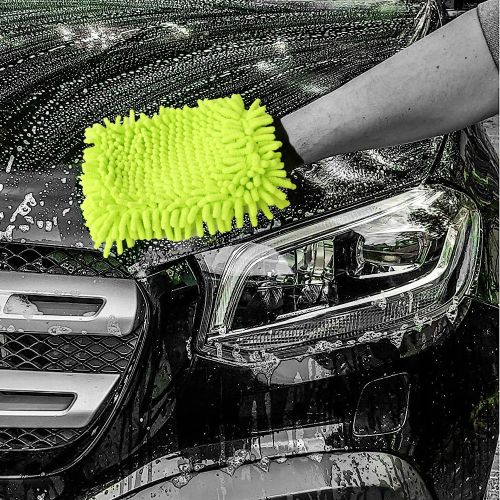 Super99 Microfiber Glove Duster with handle, for Cleaning, Home Care, Green Microfiber|Weight: 72gm, Size: 24.5cmX16.5cm