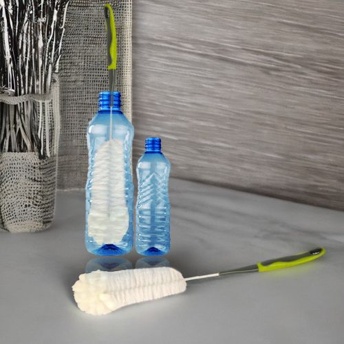 Super99 Bottle Cleaning Brush for Clean All Sizes of Bottles|Green/Grey Bottle Cleaning Brush Glass and Bottle Plastic Cleaning Brush Water Bottle Cleaner Tool Nylon Brush|Weight: 25gm, Size: 8cmX40cm