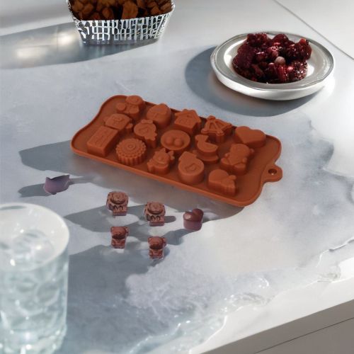 Super 99 Silicone Chocolate/Ice Mould , Multi Shape Chocolate Mould (Brown)