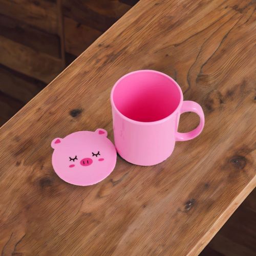 Super 99 heavy Plastic Mug/Cup with LID for Coffee , Tea , Milk and Beverages-250 ml (Pink) - Size: 8.5 X 7cm 