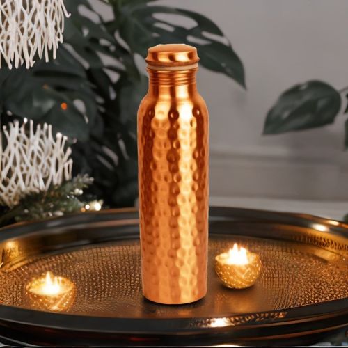 Super 99 Copper Hammered Design Bottle -  950ml|Design Leak Proof Copper Bottle 256gm- Size -27cmX7cm|Easy to Hold and Drink
