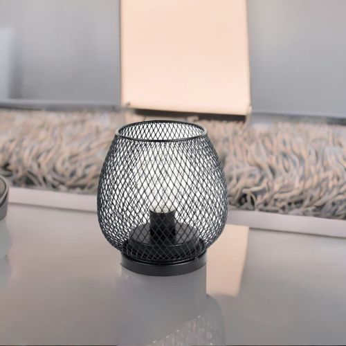 SUPER 99 Metal Net Design Table Lamp, Stunning Lighting, Study Lamp- Pre-installed Bulb| Battery Operated, Table Decorative Light- Black, Iron- Size:  17cmX15cm
