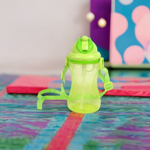 Super 99 Plastic Water Bottle /Sipper for kids with sling to carry and store easliy  -420ml, Green -Size:  17cm X 7.5cm