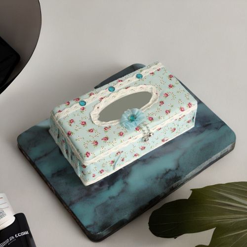 Tissue Box Holder for Home/Car/Kitchen/Bathroom with Floral Design (Brown)