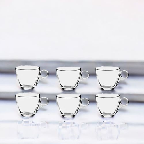 Coffee Tea Designer Glass Cups Set - 6 pcs- 190ml